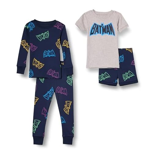 Amazon Essentials Conjuntos de Pijama Ceñidos de Algodón Unisex Niño, Logotipo de Batman - Niños, 9 años