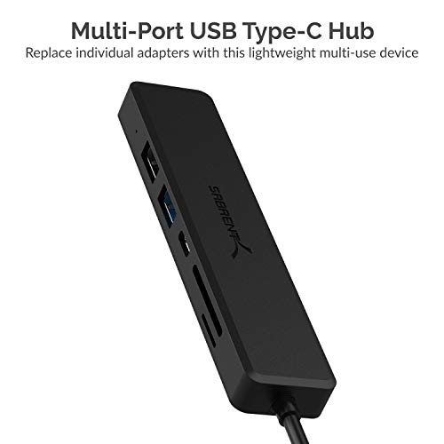Image of Sabrent Multi-Port USB Type-C Hub with 4K HDMI | Power Delivery (60 Watts) | 1 USB 3.0 Port | 1 USB 2.0 Port | SD /microSD Card Reader (HB-TC6C)