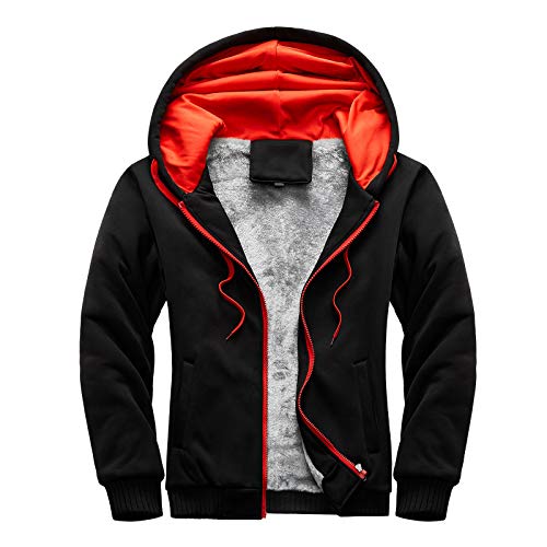 Mens Winter Coat Jacket Winter Zipper Hoodie Sweatshirt Fleece Jacket Winter Workout Outdoor Sport Warm Thick Coats (Black2 XL)