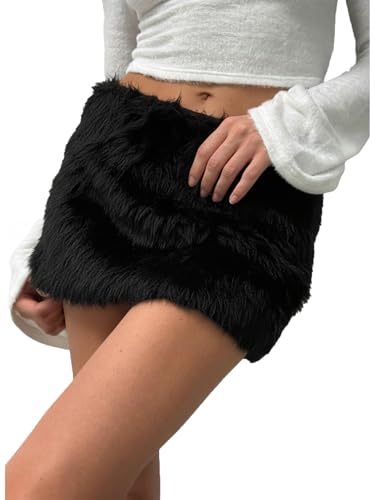 スカート CLANE 25AW FAKE FUR LOW WAIST MINI SKIRT Amazon.com: Floerns Women's Faux Fuzzy Fur Low Waist Mini Skirt