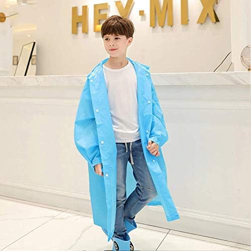 W+ Kid's Unisex PVC Full Sleeve With Hooded Plain Raincoat(Light Blue)-(Pack of 01) (8-9Years) 1