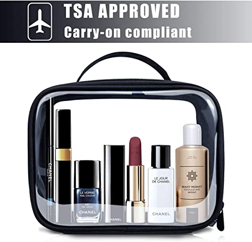 Anrui Clear Makeup Bags For Women, Tsa Approved Toiletry Bag With Handle Strap, Clear Toiletry Bag, Quart-Sized Bag Clear Cosmetic Bags For Travel, 5 Black(Same Size) #TOP2