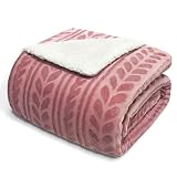 Exclusivo Mezcla Sherpa Fleece Throw Blanket, Reversible Velvet Plush Blankets and Soft Throws for Couch, Sofa, 50x70 Inches, Dusty Pink