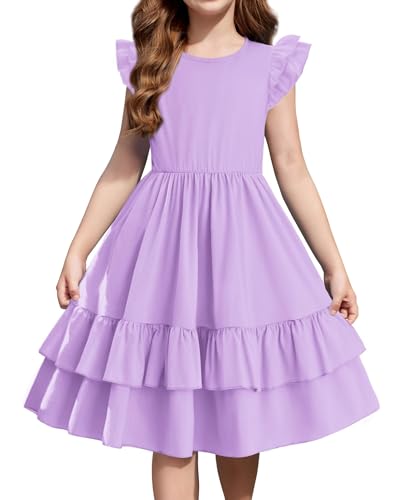 Robe pour fille col rond et coupe A-line en textile souple