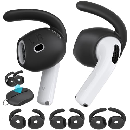 Image of AhaStyle Ear Hooks for AirPods 4th Generation (2024) Ear Covers Accessories | 3 Pairs S /M /L Added Storage Pouch, Anti Slip,Secure Fit, Comfortable Silicone Ear Tips Compatiable with Apple AirPods 4th Gen