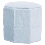 VILLCASE Caja de Terciopelo Azul Claro para Anillos con 3 Compartimentos Octagonales Estuche Portátil para Joyas de Boda y Propuestas Organizador Elegante para Anillos de Compromiso