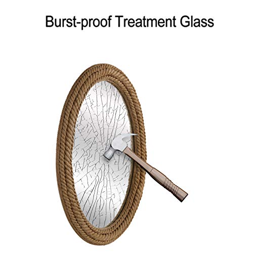 FUIN 28 x 40 Inches Oval Wall Mirror with Jute Rope Frame for Nautical Coastal Beach Decor - Image 5