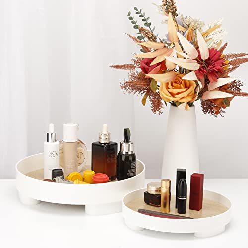 Pack Of 2 Big Round Bathroom Tray 11.5" & 9.5" White Bathroom Vanity Tray,Countertop Organizer Trays Round Decorative Perfume Tray For Candle, Lotion Bottle, Cosmetics,Perfume,Bathroom Countertop Tray #TOP14
