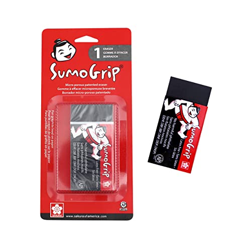 Sakura SumoGrip Block Eraser - Microporous Erasers for School, Drawing, and Writing - Black Color - Large Size B300