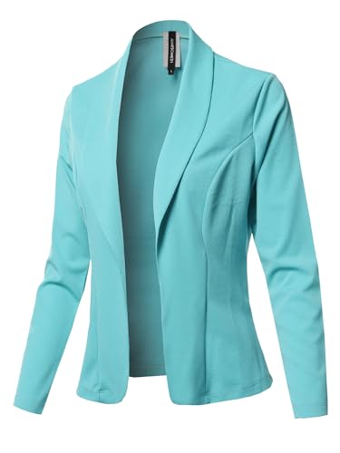 Women's Solid Long Sleeve Open Front Office Blazer Jacket