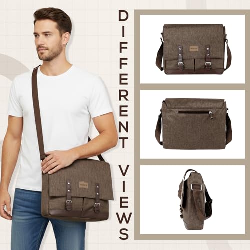 Image of Storite Laptop Messenger Bag for Men & Women - Water-Resistant Office Shoulder Bag with Multiple Pockets, Adjustable Strap & Leatherette Detailing (26 x 7.5 x 34 cm)
