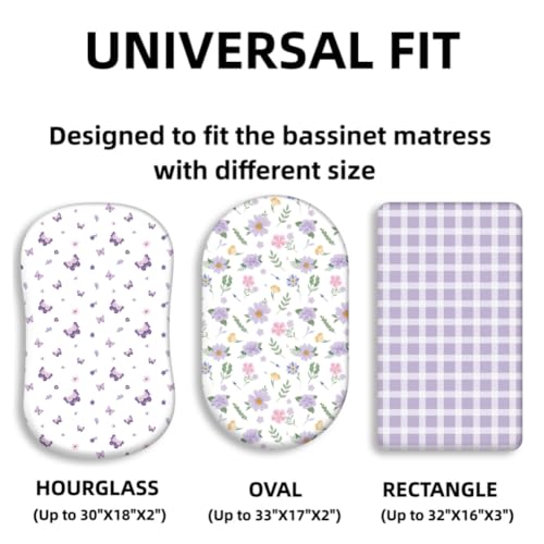 Image of 4 Pack Butterfly Baby Crib Sheets for Baby Girls Purple Crib Fitted Sheets for Standard Size Crib and Toddler Mattress Soft and Breathable (Bassinet)