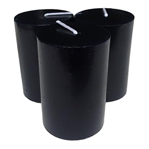 Collumino® Solid Colour Pillar Candles 30 hour Size 8 x 5.5cm (Pack of 3, Black) Cover