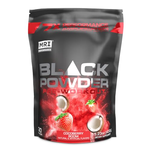 Image of MRI Black Powder Pre-Workout, Creatine & Beta-Alanine (Cocoberry Boom, 30)