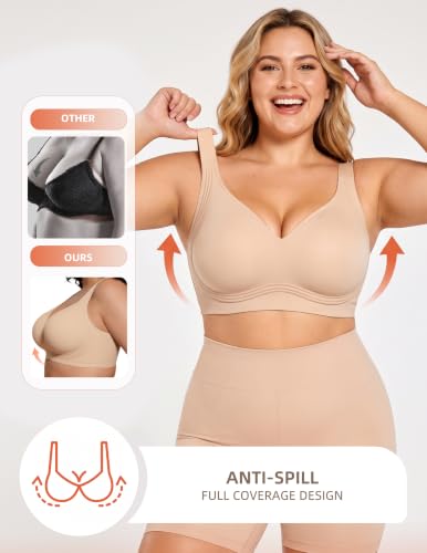 Image of PoseFree Jelly Bras for Women No Underwire, Supportive Wireless Comfort Bra, Full Coverage Back Smoothing Bra