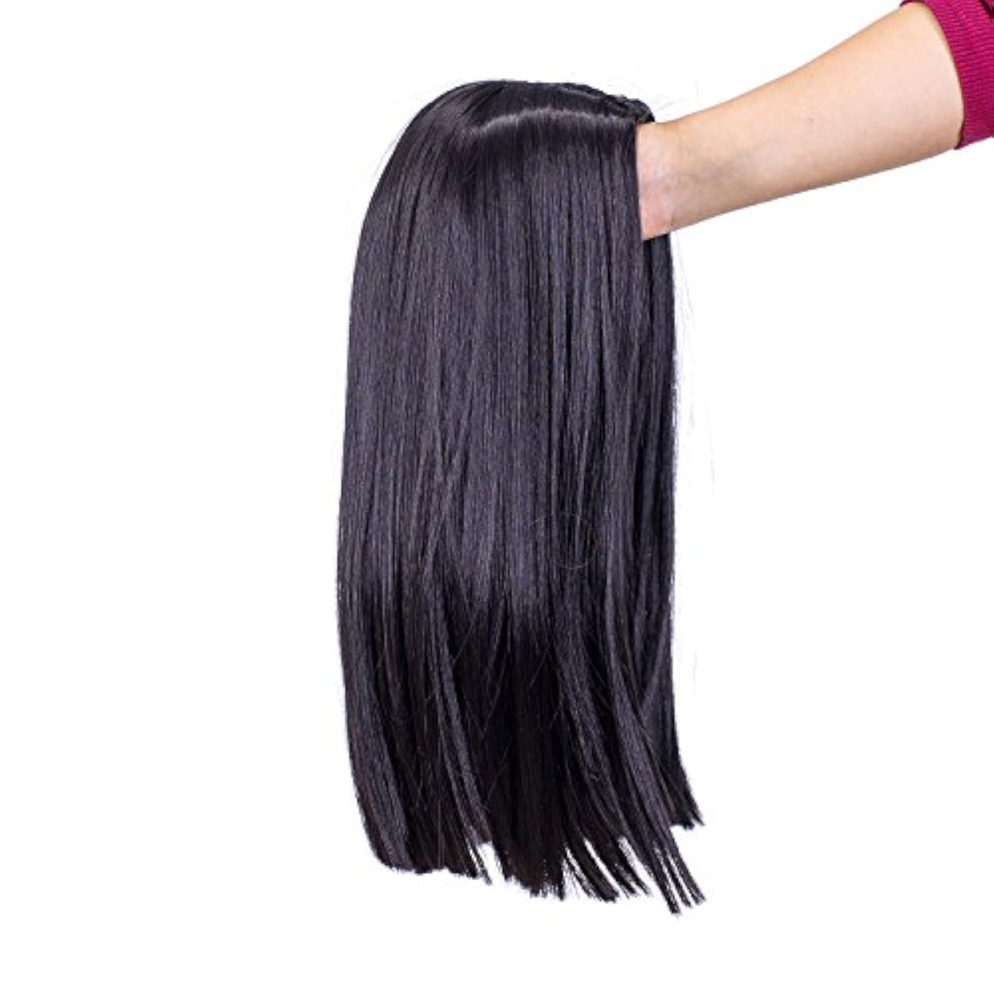 Short Straight Middle Part Hair Wig, Black-1B