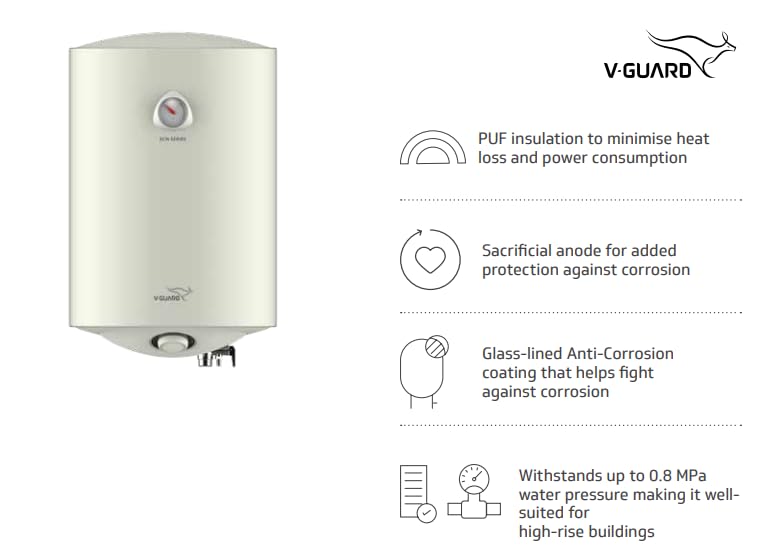 Compare V guard ECN 25 Litre Electric Water Heater Vertical | ECN Water  Heater | Storage Water Heater. Price in India - CompareNow
