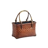 [Tcrciuk] 竹かご、の夏の、かご、竹製、巾着かご、夏、花火大会、伝統工芸、ヴィンテージの手作り竹編み、の竹かご、竹かご、茶道収納、文学的、若いの軽量、人気、手作り (竹編み赤モデル1)