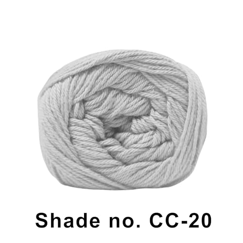 Image of VCR 8Ply Pearl White Cotton Craft Yarn, 100 Grams Hank, 160 Meters Length, Cotton Combed Ball for Crochet and Knitting, Pack of 1 Yarn, Suitable for DIY Crafts