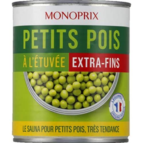 Monoprix Petits pois à l'étuvée extra-fins - La boîte de 560g net égoutté