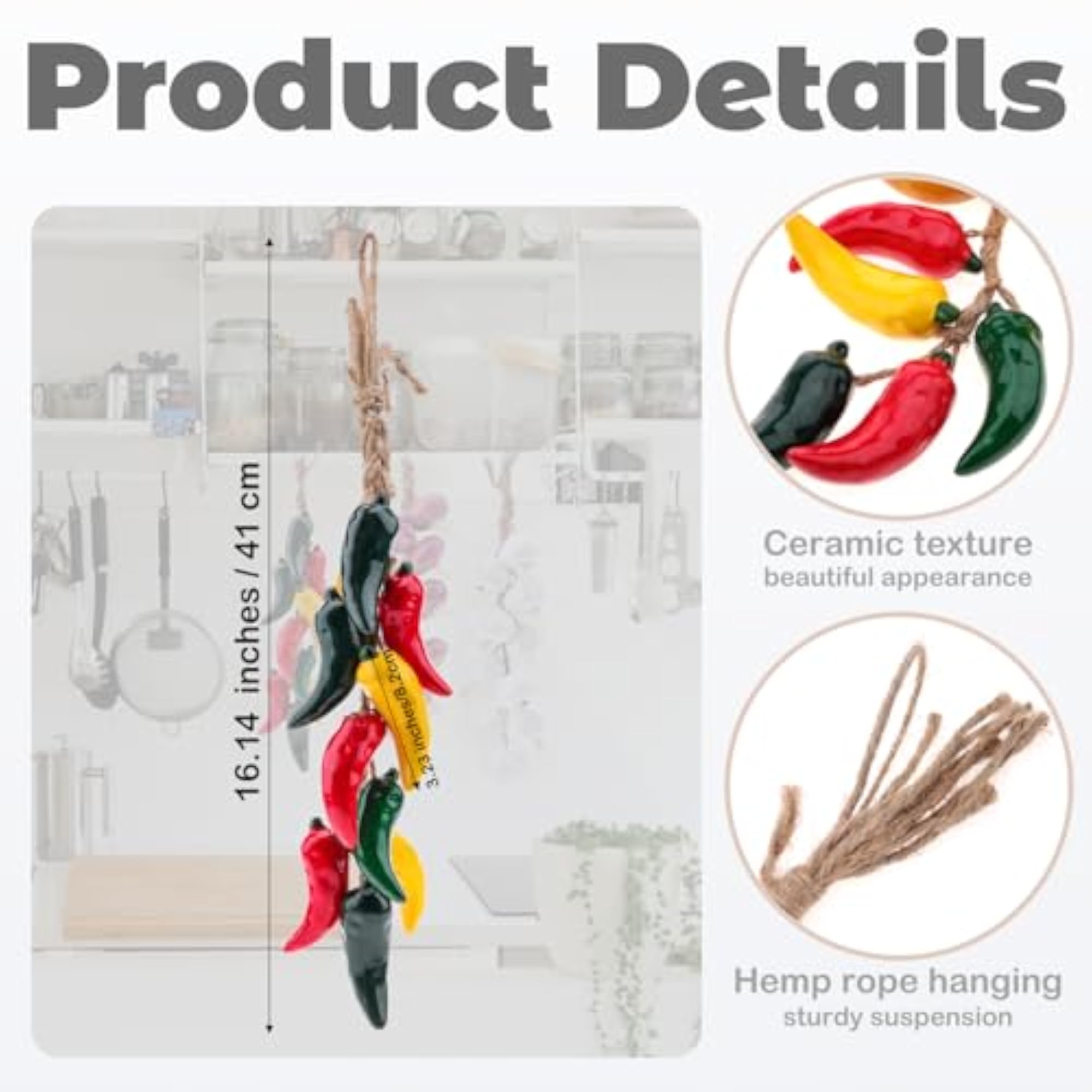 Ceramics Fake Hanging Chili Artificial Pepper String Decor