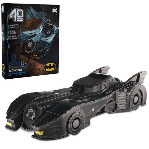 4D Build, DC Batman Retro Batmobile 3D Model Kit with Stand, Batman Collectibles & Desk Décor, Adult Puzzle, Building Toys, 202 Pieces, 3D Puzzles,...