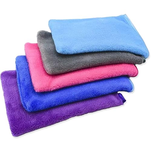 YUNYU Flannel Bath Gloves 5-Pack | Ultra-Soft Microfiber Wash Mitts for Adults & Kids | Reusable Exfoliating Bath & Shower Gloves | High Absorbency Skin-Friendly (5 Colors)
