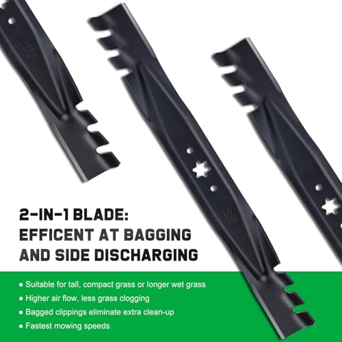 Grasscool 942-04308-X 942-04308 Mulching Blades for Troy Bilt Pony Bronco Cub Cadet 42 inch Deck Riding Tractor Zero Turn Mower XT1 ZT1 42 Lawn Mower Replace 942-0616 742-0616 942-04126 (6 Point Star)