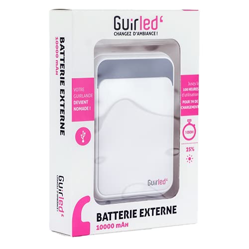 Guirled - Batteria esterna portatile 10000 mAh - La tua ghirlanda diventa nomade - Leggera e nomade - Fino a 100 ore di autonomia - 2A USB