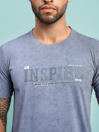 Image of Lux Nitro Men's Cloud Burst Printed Half Sleeve T-Shirt | Cotton Blend Round Neck Tee | Regular Fit Casual Wear