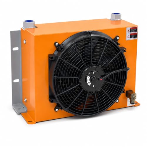 AH1417T-CA Hydraulic Oil Cooler 12V DC 120W Air Oil Cooler 150L/min 2MPa Hydraulic Radiator with Fan for Hydraulic Systems, Industrial Machinery, Excavator, Tractor Cooling
