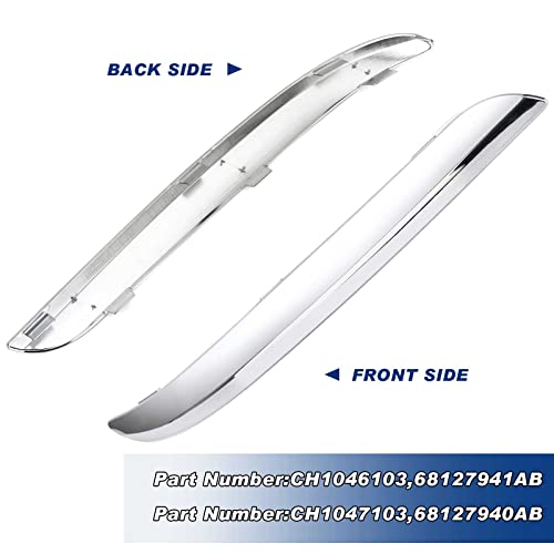 Front Left and Right Bumper Guard Molding Trim Chrome Compatible with Chrysler 300 2011 2012 2013 2014 Replaces CH1046103 CH1047103 68127941AB 68127940AB