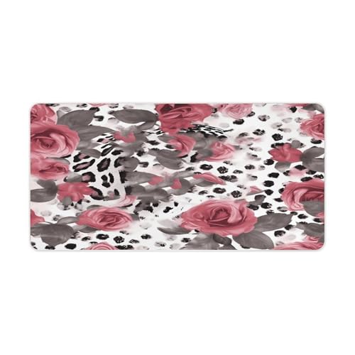 Alfombrilla de escritorio grande con diseño rosa y leopardo miniatura 1
