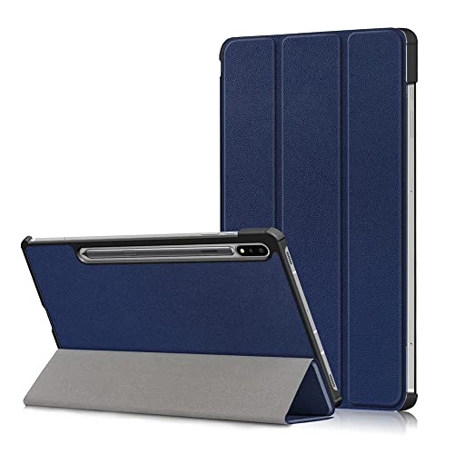 Kepuch Custer Case for Samsung Galaxy Tab S8 5G 11" SM-X700 SM-X706,S7 SM-T870 SM-T875,Ultra-Thin PU-Leather Hard Shell Cover T875 - Blue