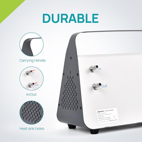 Lachoi Lab Vacuum Pump Portable Oilless Diaphragm Vacuum Filtration 15L/Min Flow Rate Oill Free Vacuum Positive And Negative Pressure For Laboratory With Rubber Tube thumb #2
