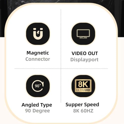 Image of Magnetic USB Type-C to Mini DisplayPort Adapter L-Shape Converter, 8K60Hz UHD Output, Aluminum Alloy Type-C to Mini DP Connector for Samsng, Pixel, One-Plus, iPad USB-C, MakBook, Dell, Lenvo