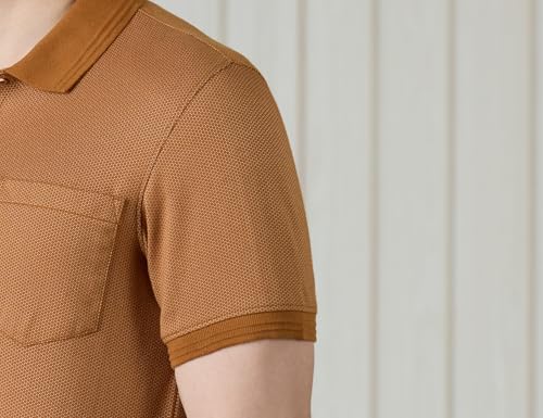 Image of Amazon Brand - Symbol Men Regular Fit Textured Jacquard Polo| Half Sleeves | Available in Plus Size