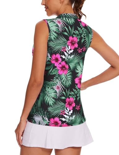 Tanst Sky Women's Sleeveless Golf Shirt Quick Dry Zip Up Workout Tennis Tops with Pockets2
