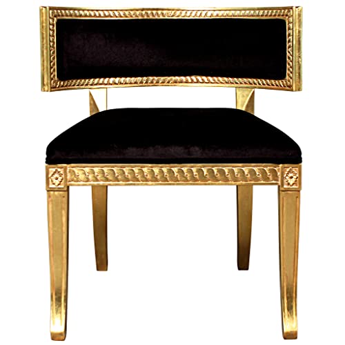 Sillón bajo Klismos artesanal Dorado miniatura 1