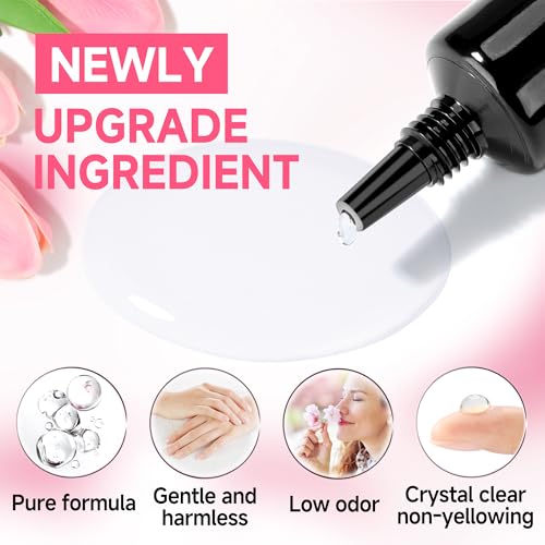 Image of UNA GELLA No Lamp Need Solid Nail Glue for Press Ons: Nails Acrylic Nails Super Strong Semi Nail Glue Gel Fast Curing 10ml*2pcs Long Lasting Gel Glue Kit