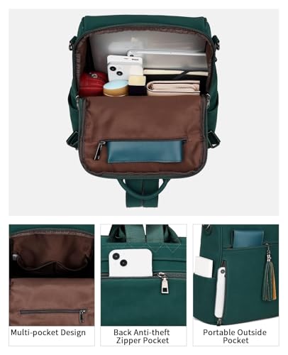 Image of FADEON Leather Backpack Purse for Women Designer Travel Backpack Purses PU Fashion Ladies Shoulder Bag with Tassel