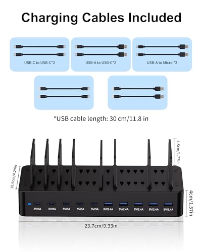 Dywcdnice 100W 10-Port USB-C/USB-A Charging Station with 10 Cables — view 8