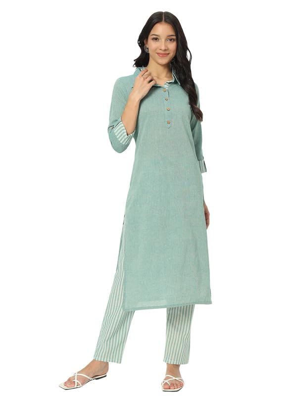 beSOLiD Airy Linen Kurta Pant Set for Women's | 3/4 Sleeves, Knee Length Straight Kurti with Pant | Regular Fit Casual Eth... - Review, Price and Buying Guide
