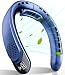 FrSara Portable Neck Fan Rechargeable, Neck Fans that Blow Cold Air, Personal Neck Cooler with 4000mAh, LED Display, 3 Speeds, USB TYPE-C, Ideal Gift for Women, Travel, Men, Sports, Denim