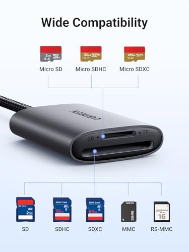 UGREEN USB C SD 4.0 Card Reader, UHS-II Micro SD Card Reader Memory Card Reader Fast for SD Micro SD SDXC SDHC UHS-II & UHS-I Cards for iPhone 16/15 Pro Max MacBook Laptop Tablet Smartphone Android