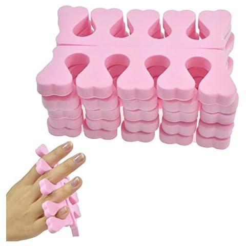 Zehenspreitzer, Schwamm Zehenspreizer, Weichschaumschwamm, 48 Schaum Schwamm Finger Teiler Set, Zehenspreizer aus Schaumstoff, Weichschaum Finger Spreader Set, Zehenspreizer Fingerspreizer Set, Pink Cover