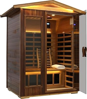 LTCCDSS Ultra Low EMF Red Cedar Sauna 2 Person, Outdoor Far Infrared Sauna for Home, EMF 0.1-1mG, 6 Carbon Crystal Heaters, Bluetooth & Chromotherapy 57.8 * 40.5 * 81.1 in