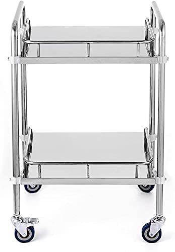 Lesolar Lab Rolling Cart 2 Layer Medical Utility Cart With 360° Rotate Wheels Mobile Clinic Cart Laboratory Equipment Rolling Cart 24''Lx16''Wx34''H (2 Layer) #TOP2