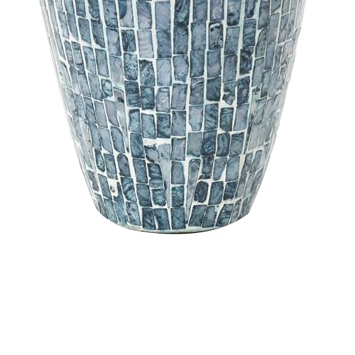Deco 79 Mother of Pearl Shell Handmade Mosaic Inspired Vase, 8" x 8" x 19", Blue - Image 5