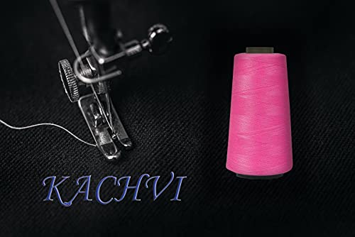 Image of Ace International Exports 3000M Overlock Polyester Sewing Thread Set Box Yarn Spools Cone Pink (Pack of 5)